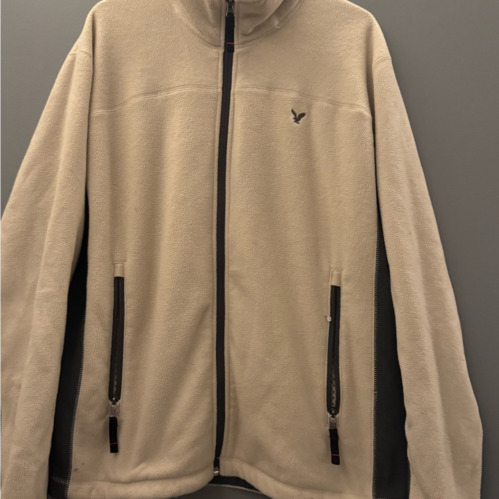 American Eagle Fleece ZipUp Jacket - Beige